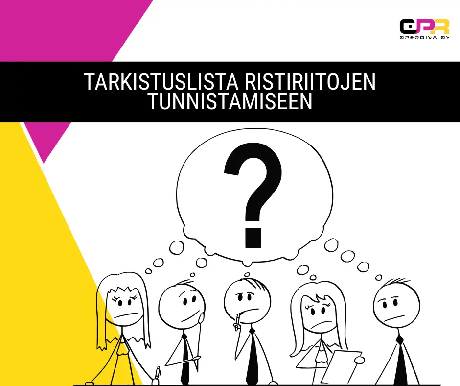 Lataa tarkistuslista ristiriitojen tunnistamiseen työpaikalla Operoiva Oy